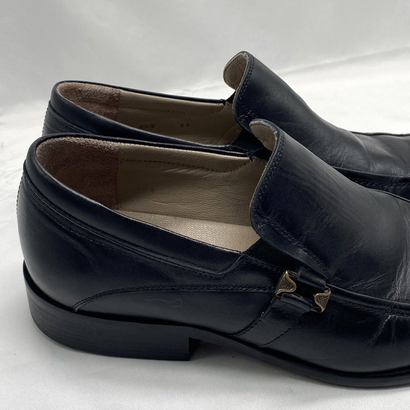 Vtg Artioli Black Mens Leather Dress Shoes Slip-on Loafers Italy Sz EU 41 US 8 main image 9